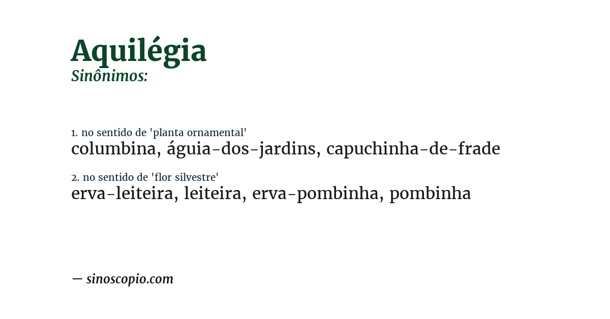 Sinônimo de aquilégia