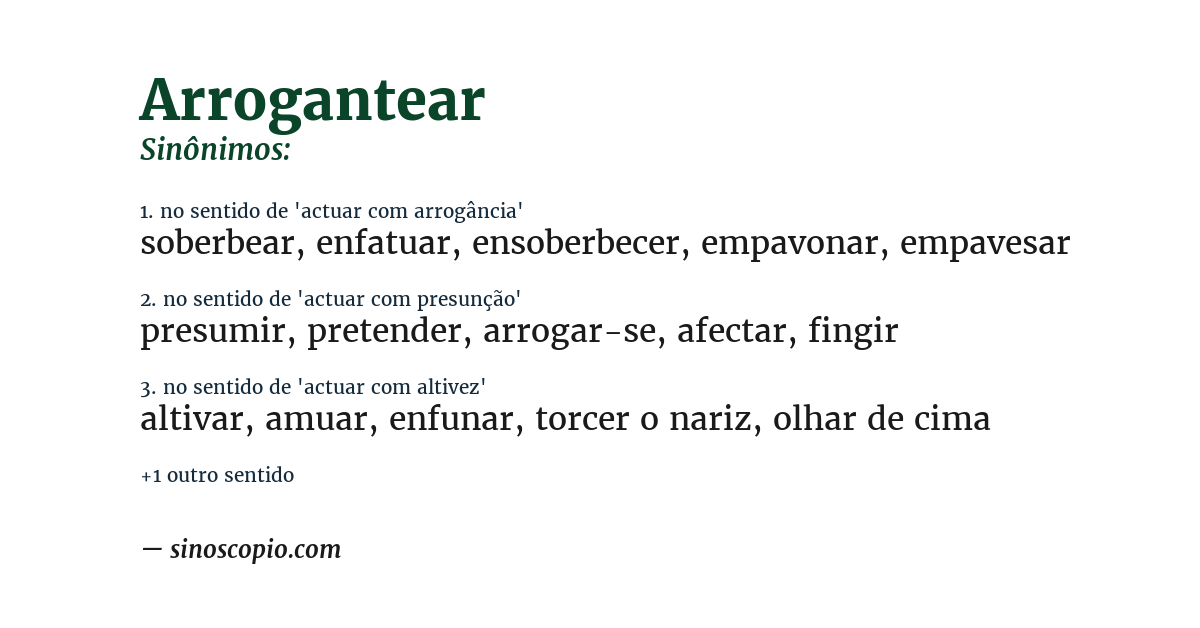 Sinônimo de arrogantear