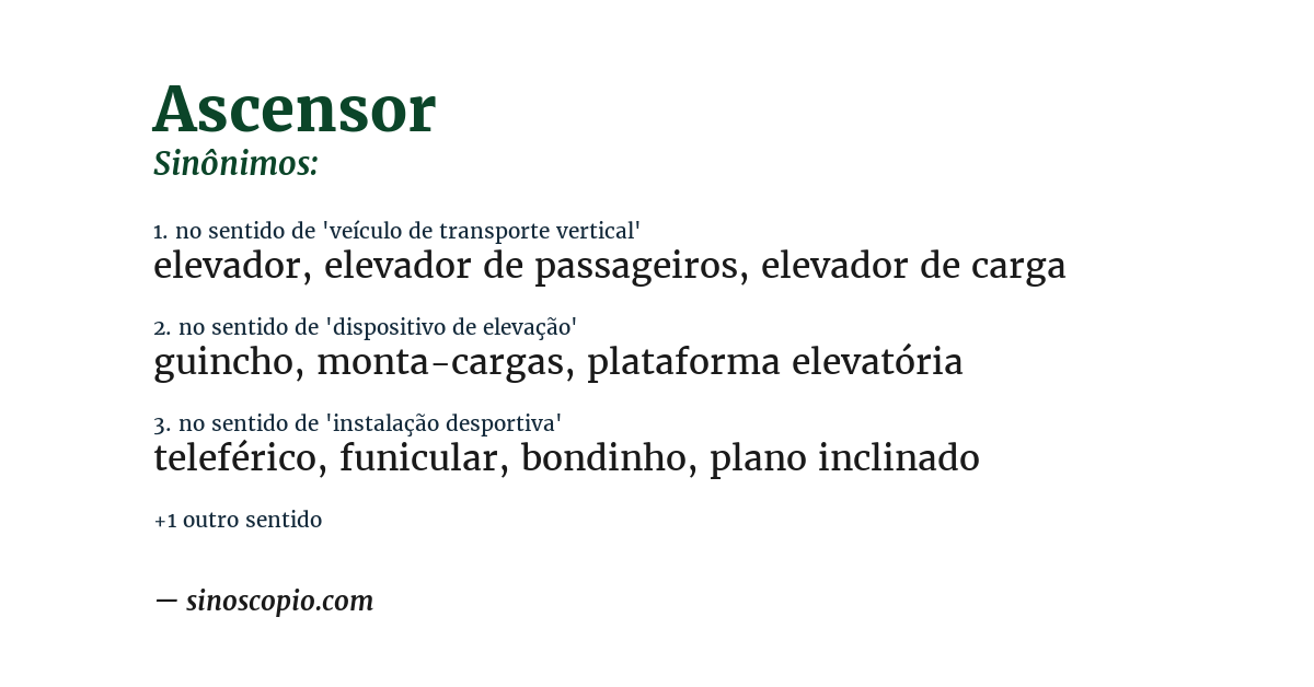 Sinônimo de ascensor