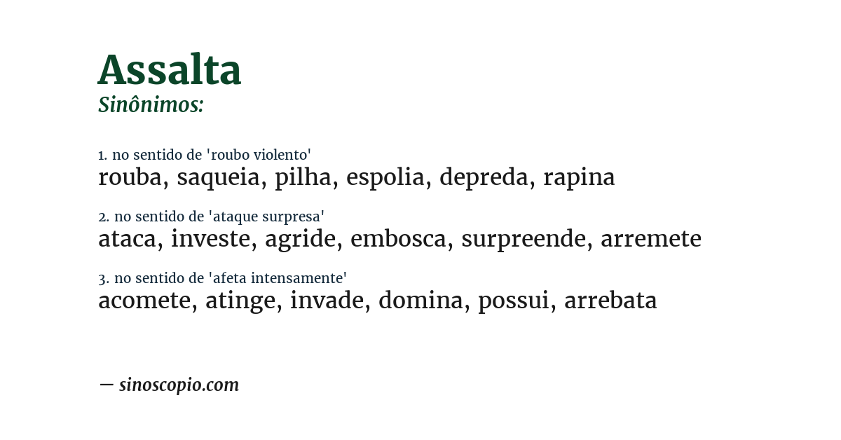 Sinônimo de assalta