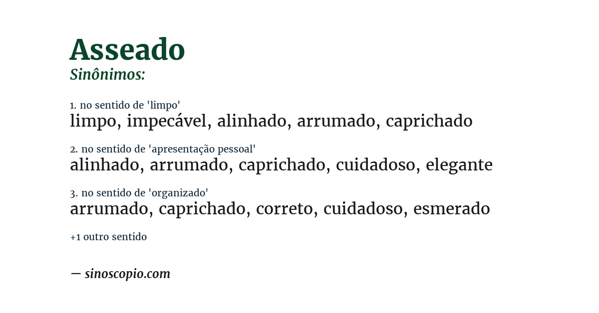 Sinônimo de asseado