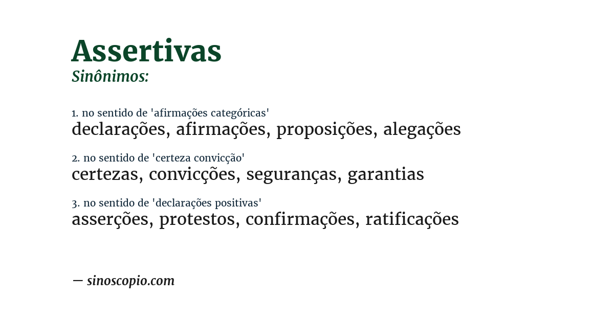 Sinônimo de assertivas
