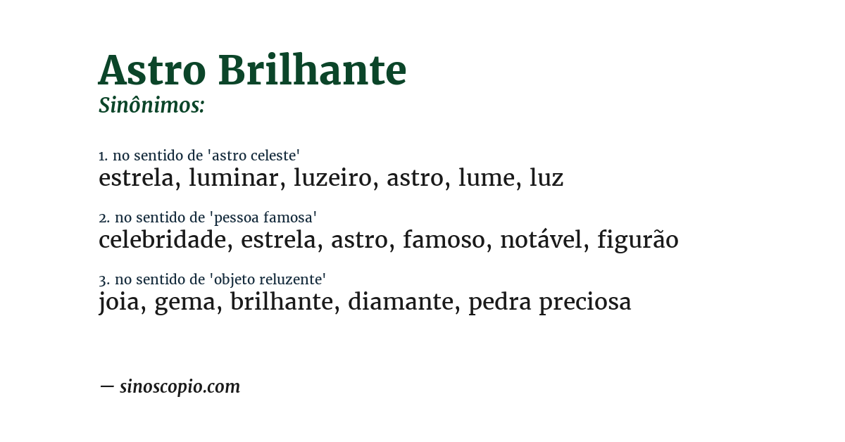 Sinônimo de astro brilhante