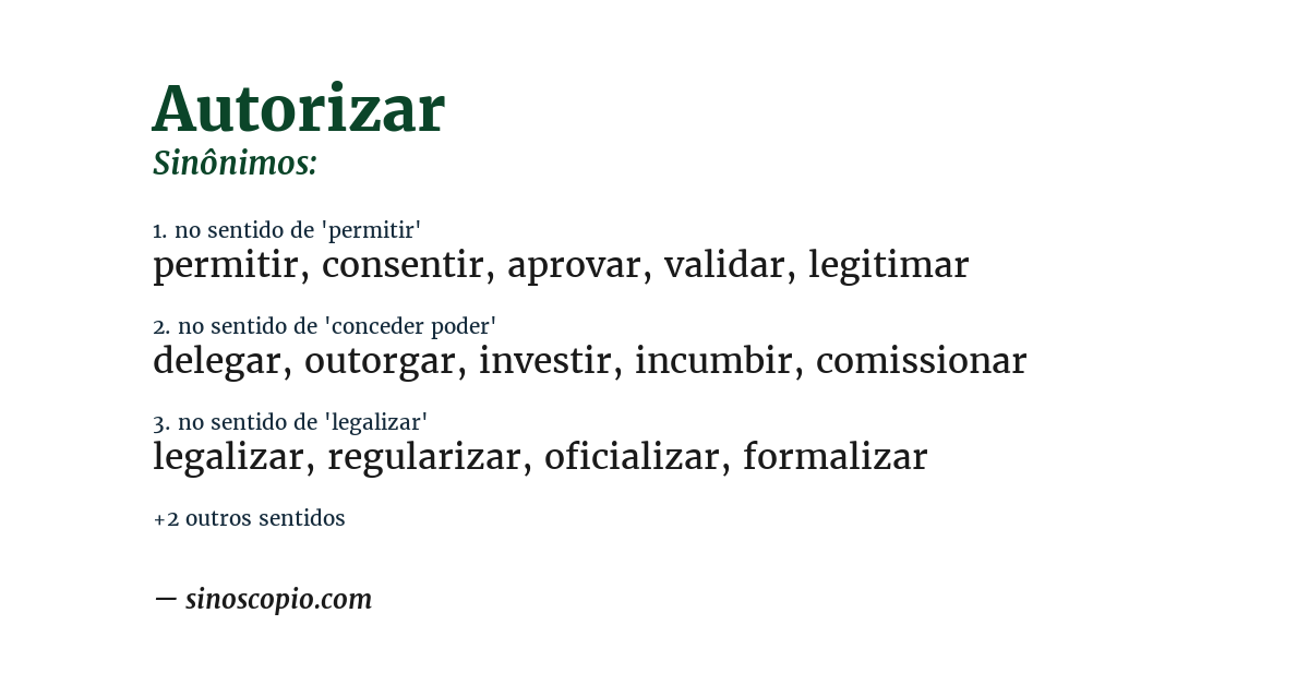 Sinônimo de autorizar