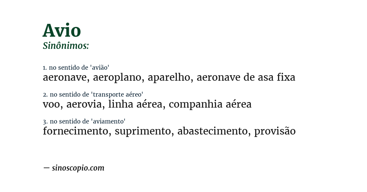 Sinônimo de avio