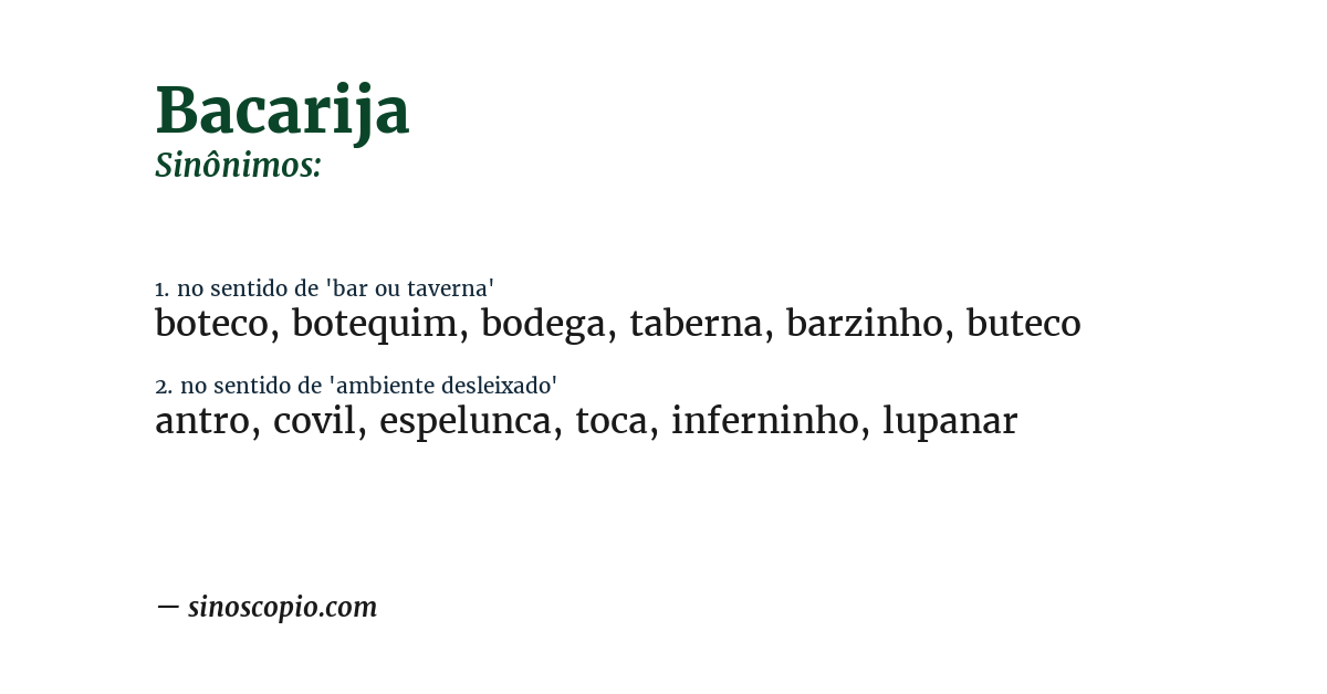 Sinônimo de bacarija