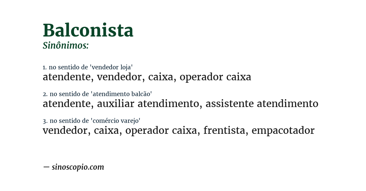 Sinônimo de balconista