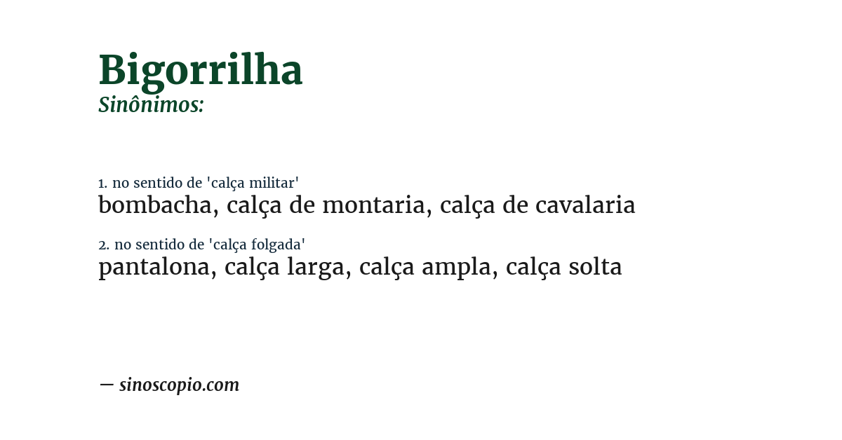 Sinônimo de bigorrilha