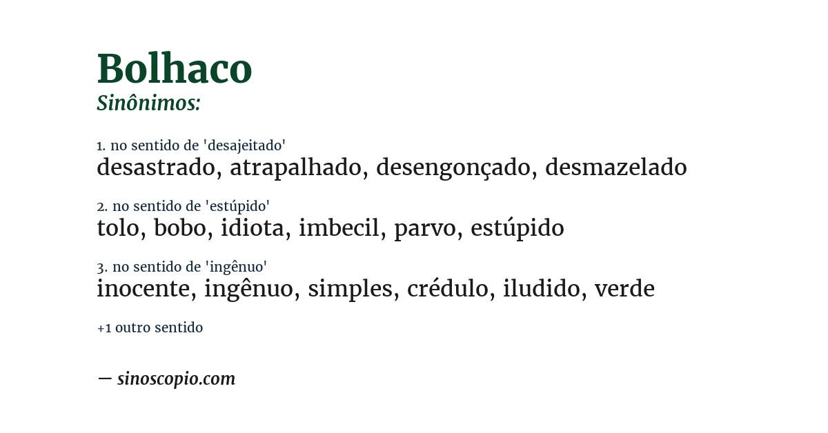 Sinônimo de bolhaco