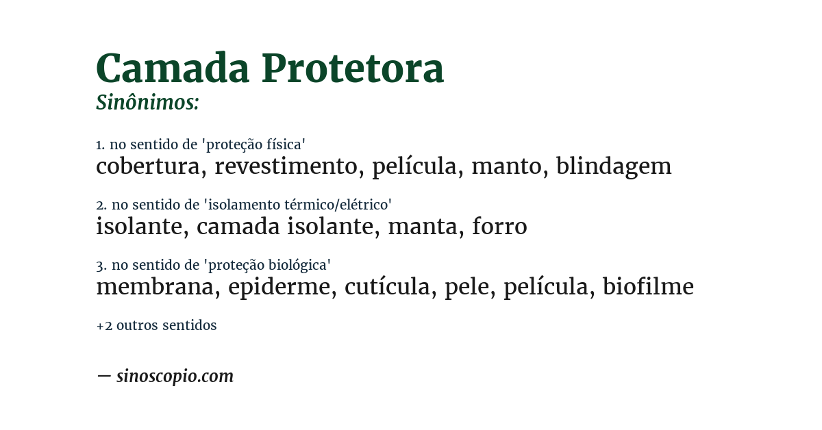 Sinônimo de camada protetora