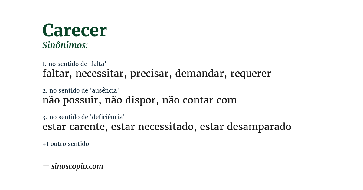 Sinônimo de carecer
