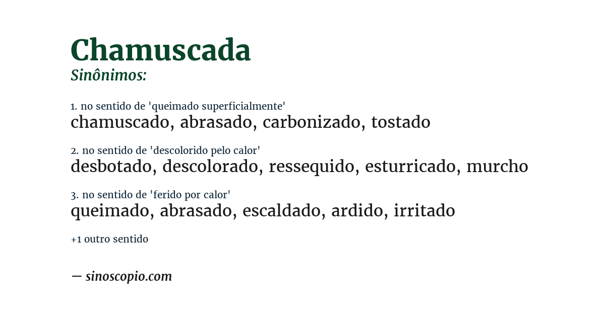 Sinônimo de chamuscada