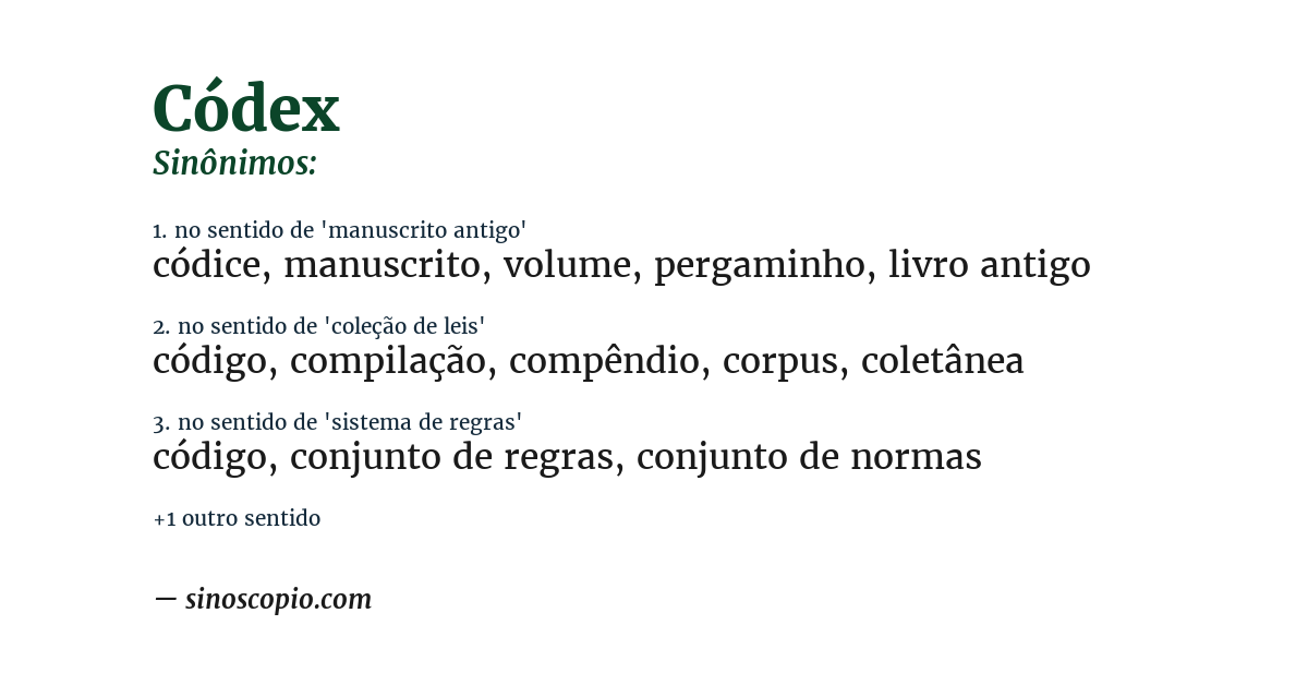 Sinônimo de códex
