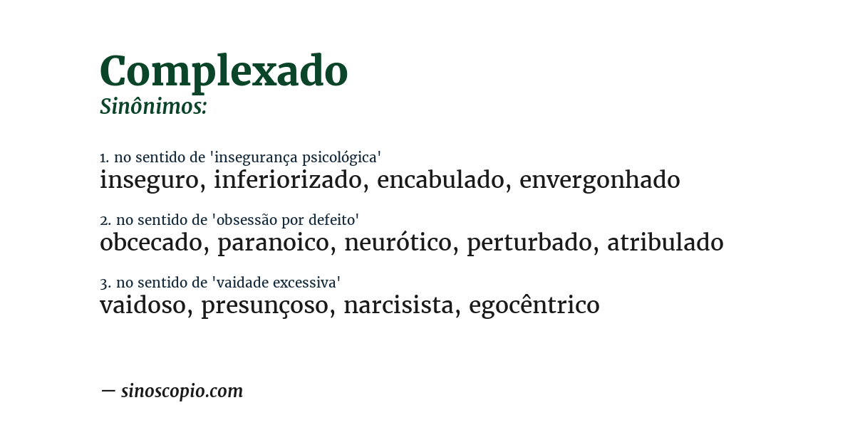 Sinônimo de complexado