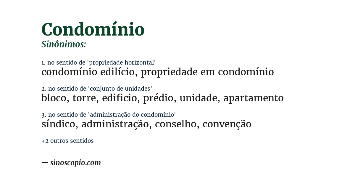 Sinônimo de condomínio