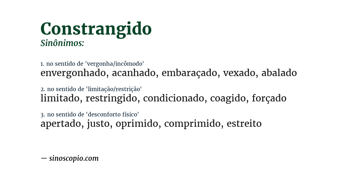 Sinônimo de constrangido