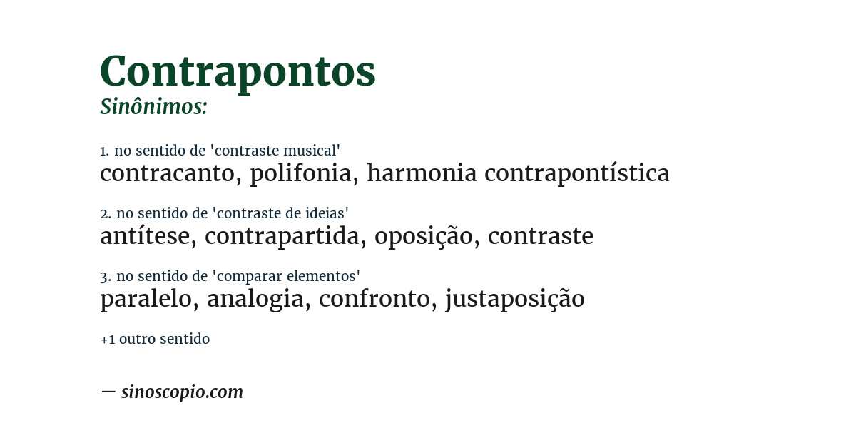 Sinônimo de contrapontos