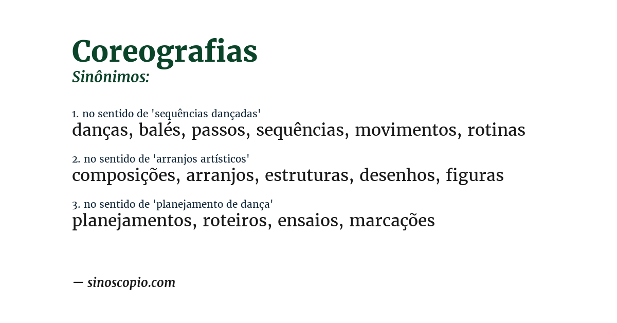 Sinônimo de coreografias