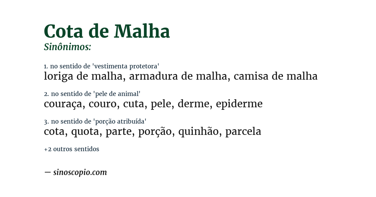 Sinônimo de cota de malha