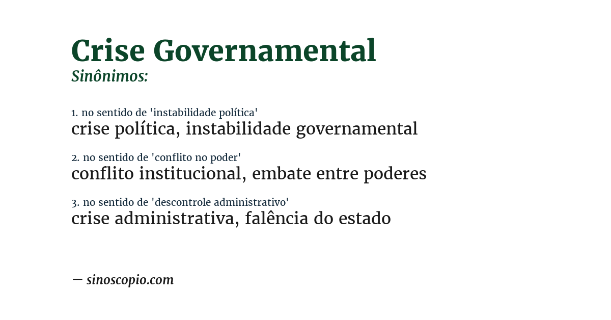 Sinônimo de crise governamental