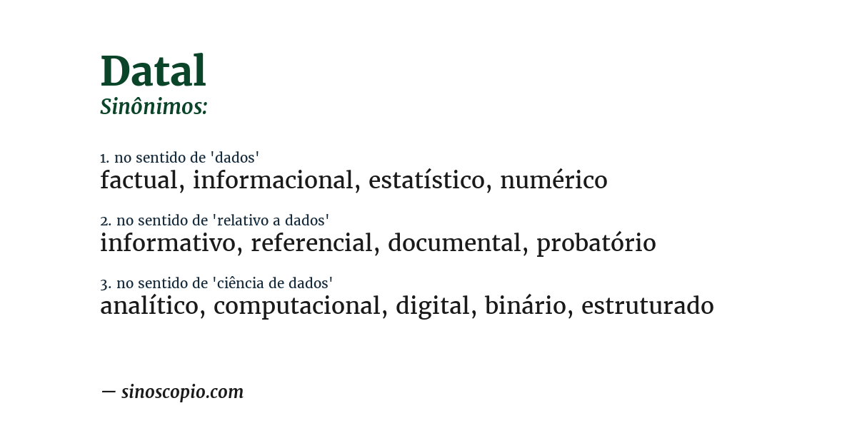 Sinônimo de datal