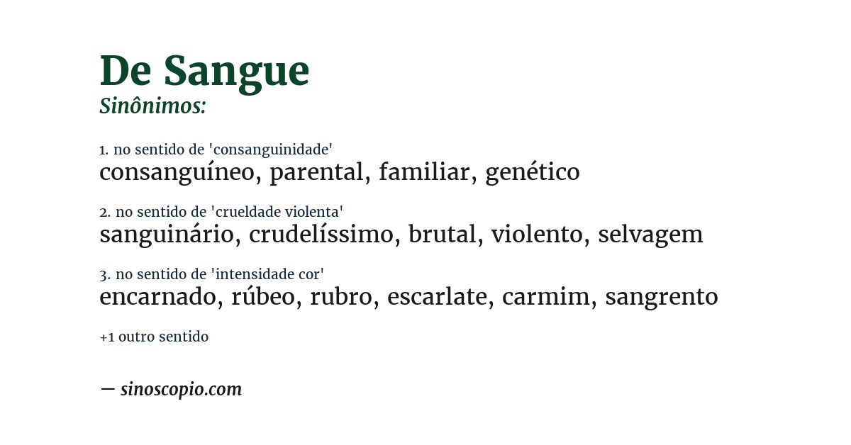 Sinônimo de de sangue
