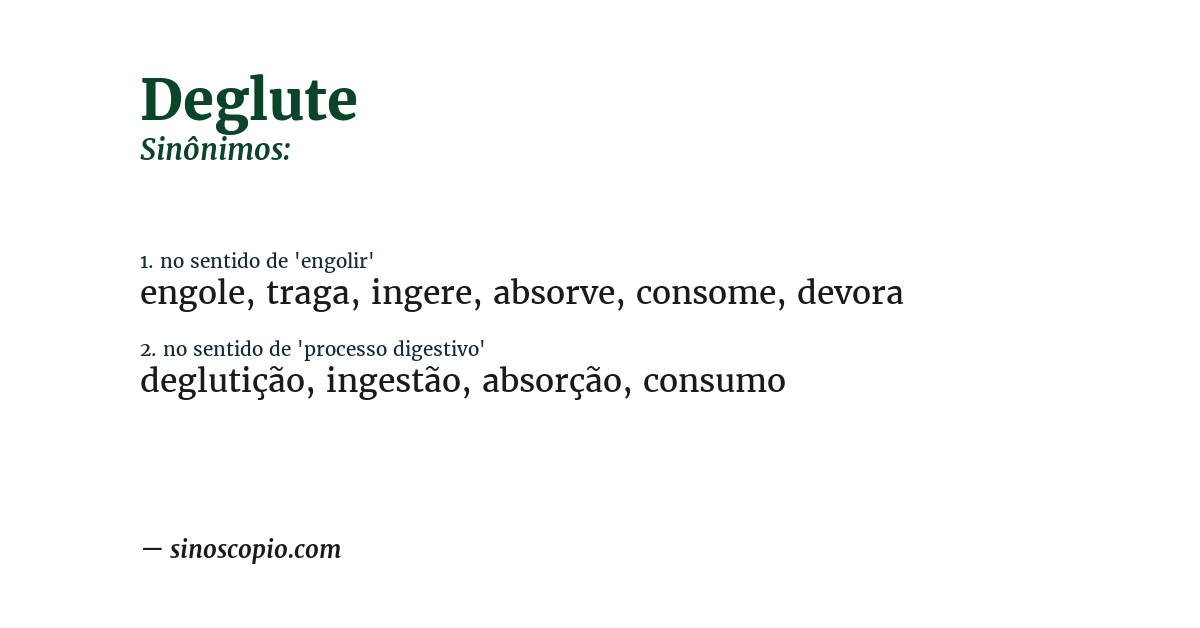 Sinônimo de deglute
