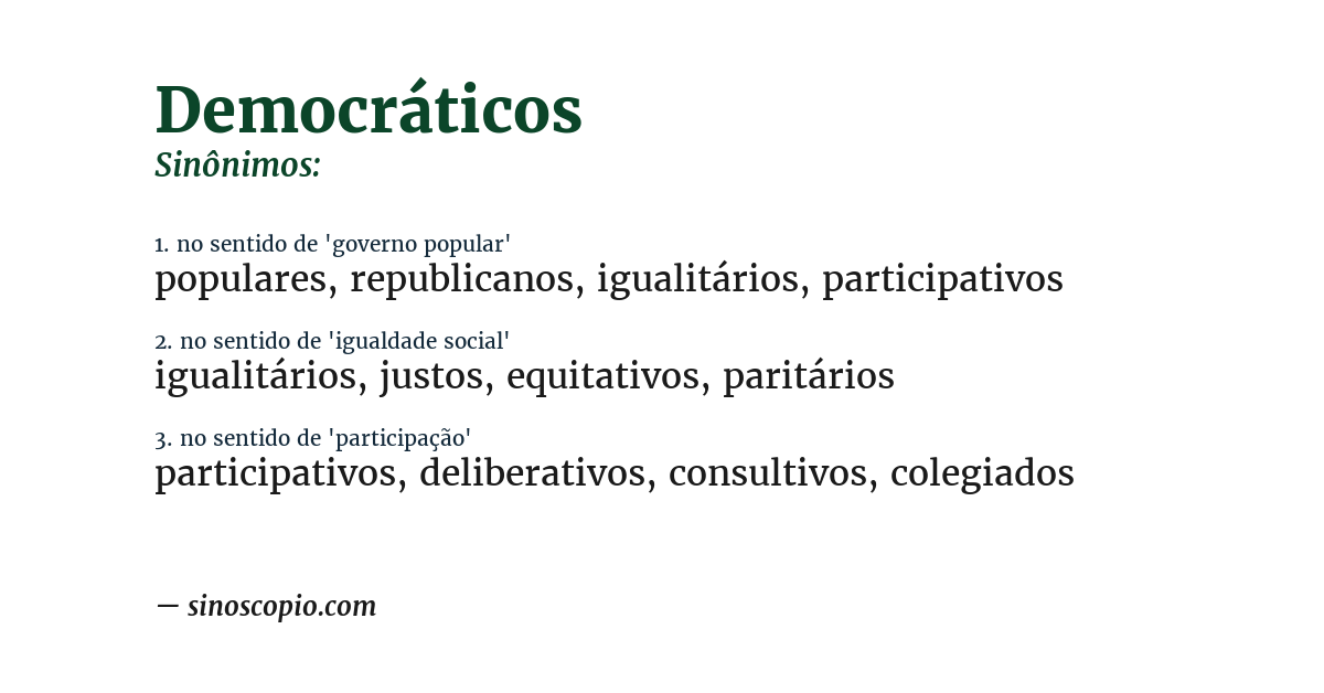 Sinônimo de democráticos