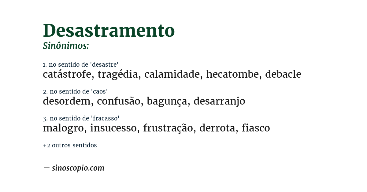 Sinônimo de desastramento