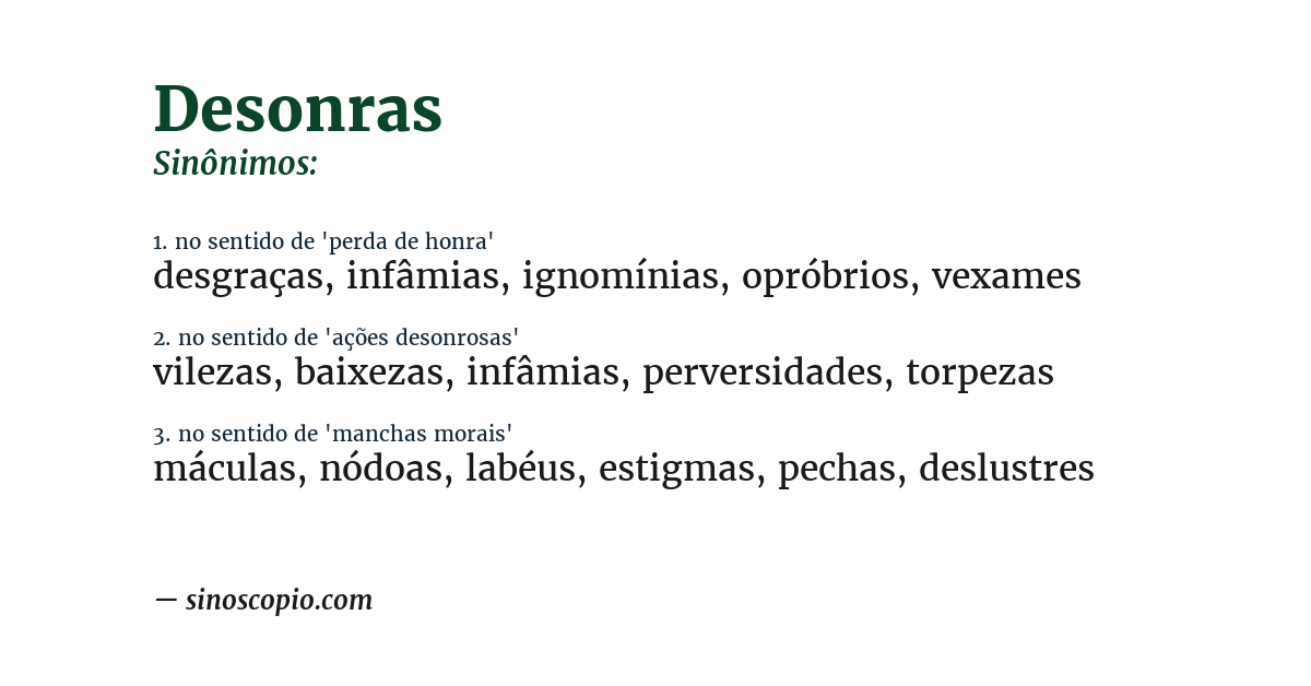 Sinônimo de desonras