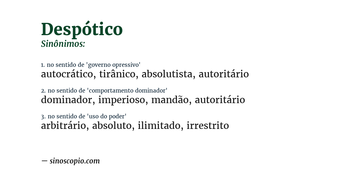 Sinônimo de despótico