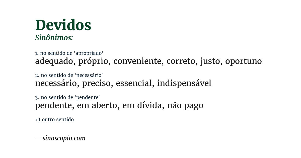 Sinônimo de devidos