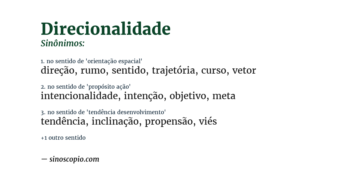 Sinônimo de direcionalidade