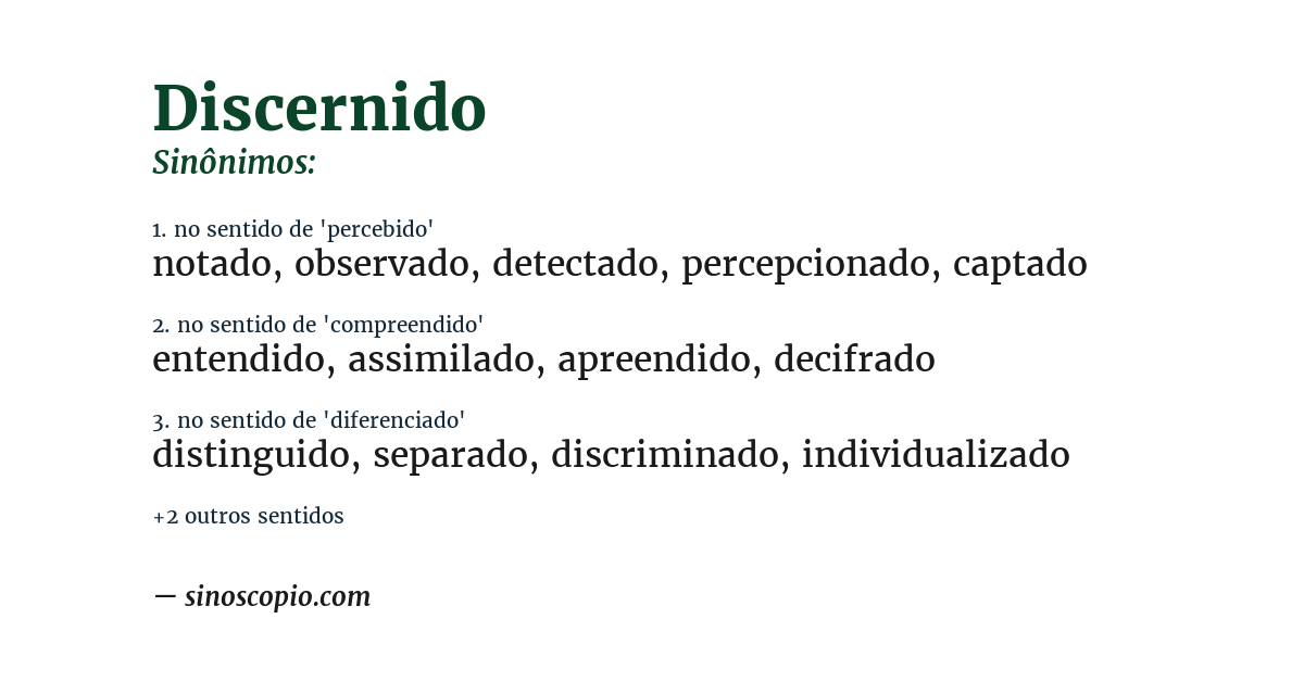 Sinônimo de discernido