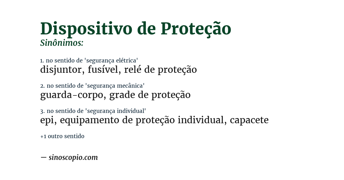 Sinônimo de dispositivo de proteção