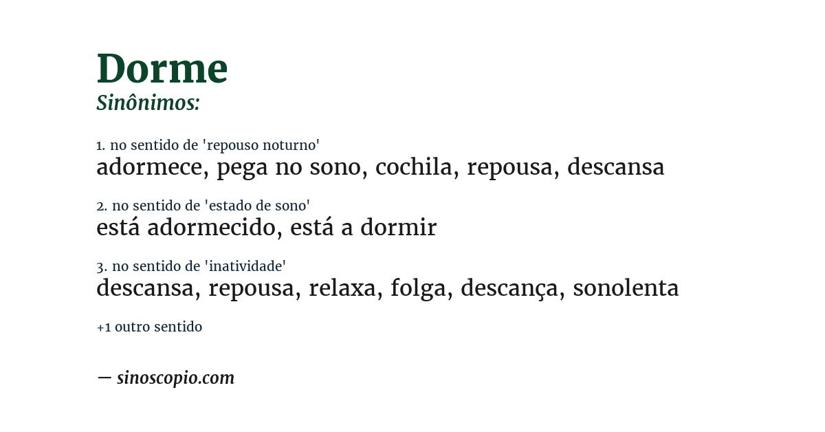 Sinônimo de dorme