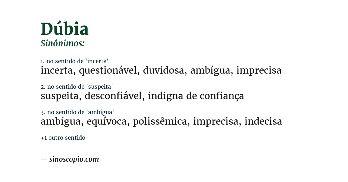 Sinônimo de dúbia