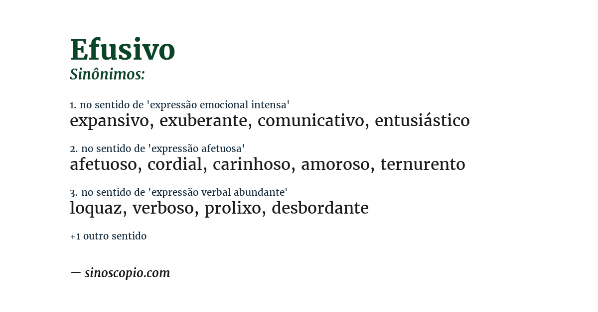 Sinônimo de efusivo