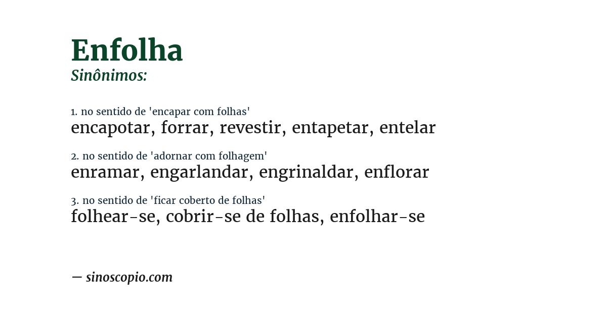 Sinônimo de enfolha