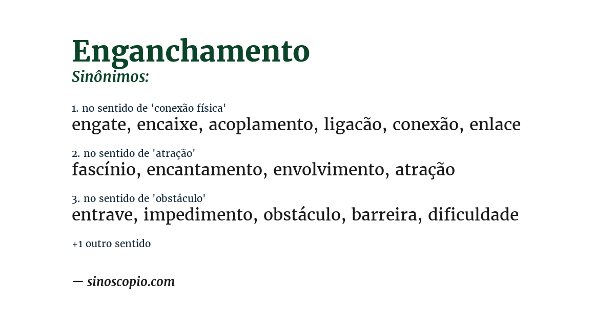 Sinônimo de enganchamento