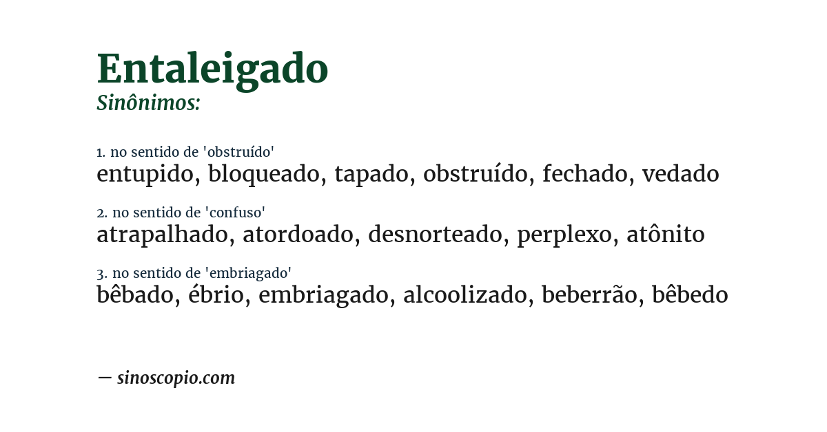 Sinônimo de entaleigado