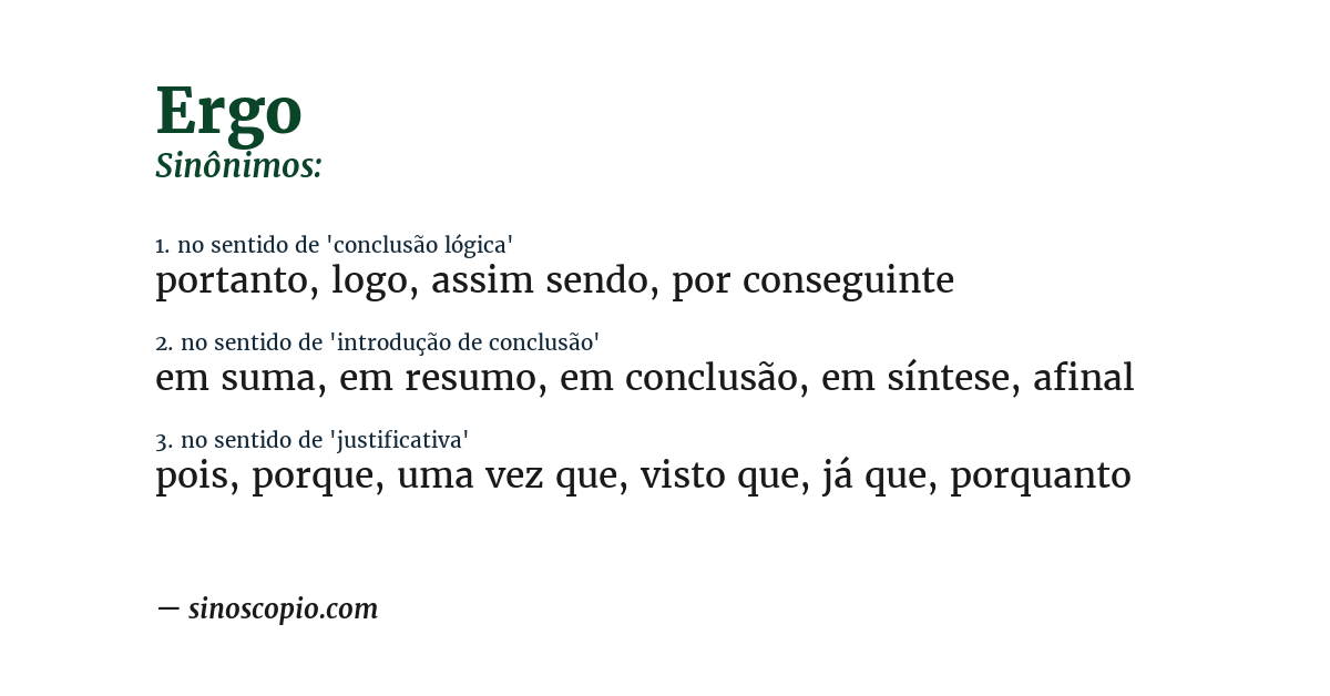 Sinônimo de ergo