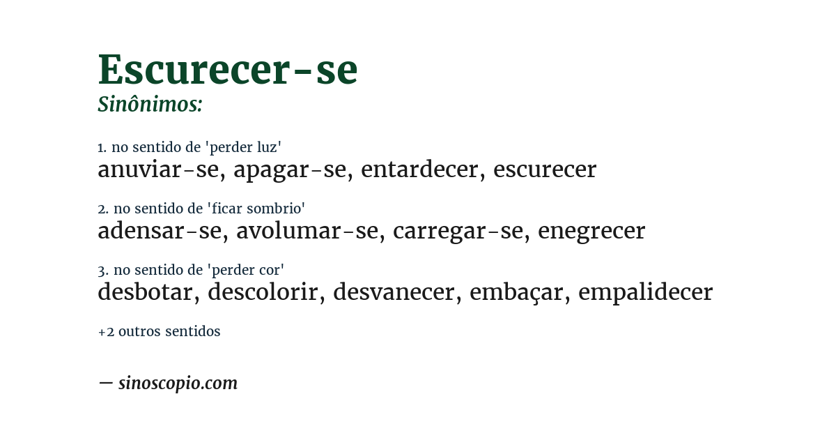 Sinônimo de escurecer-se