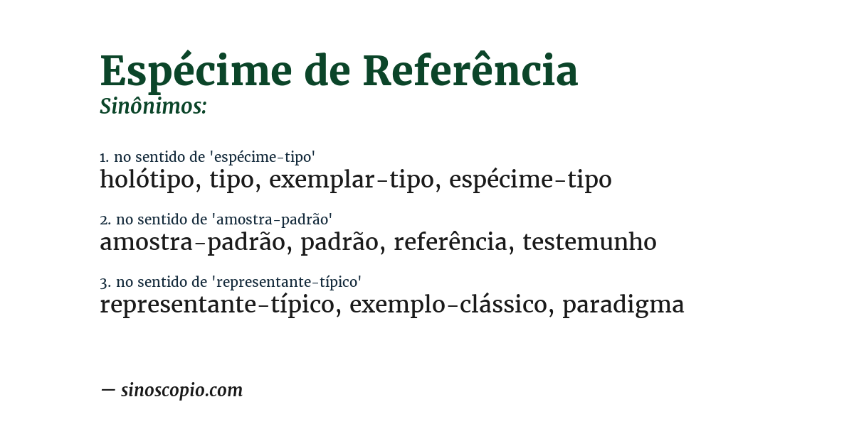 Sinônimo de espécime de referência