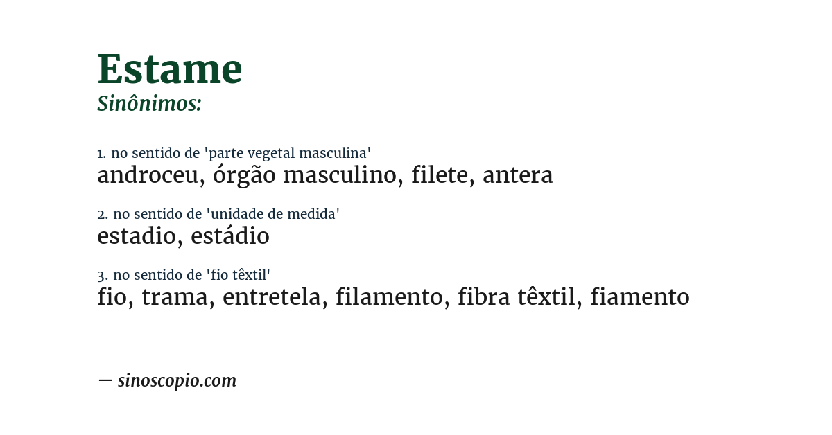 Sinônimo de estame