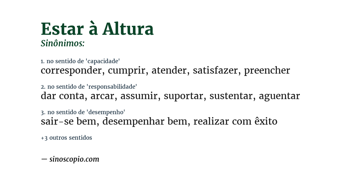 Sinônimo de estar à altura