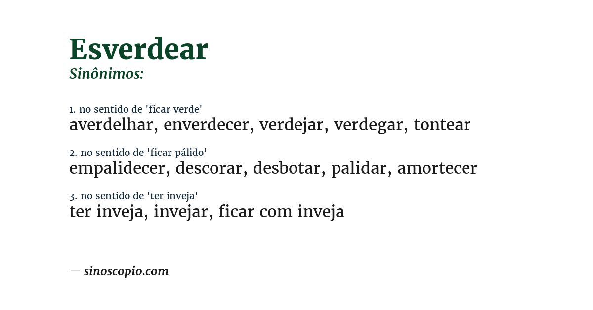 Sinônimo de esverdear