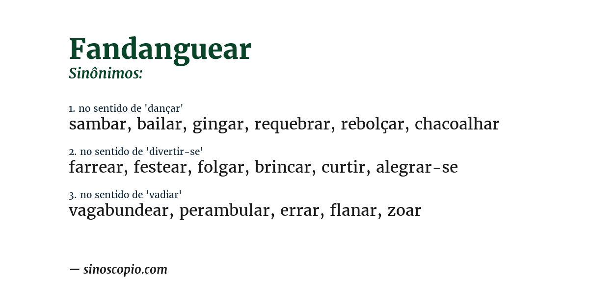 Sinônimo de fandanguear