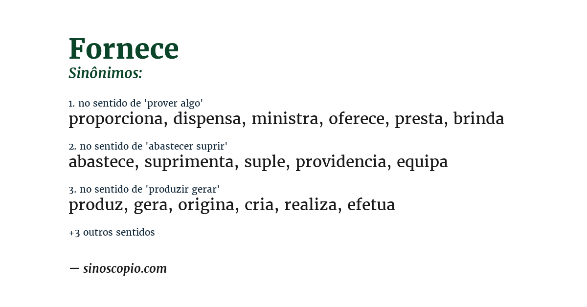 Sinônimo de fornece