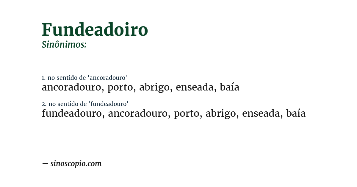Sinônimo de fundeadoiro